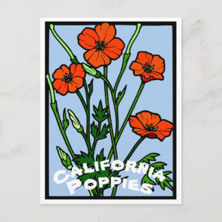 California Poppies Vintage Vykort