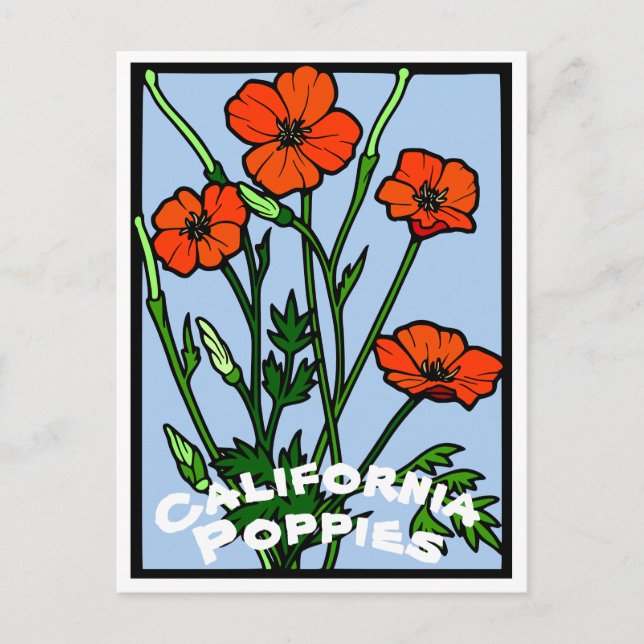 California Poppies Vintage Vykort (Framsida)