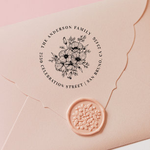 California Poppy Anpassat namn och Returadress Självfärgande Stämpel