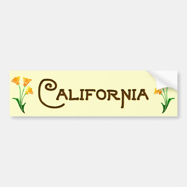 California Poppy Art Deco Bumper Sticker Bildekal (Framsidan)