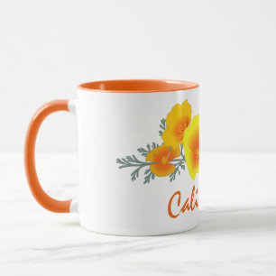 California Poppy Bouquet med California Text Mugg