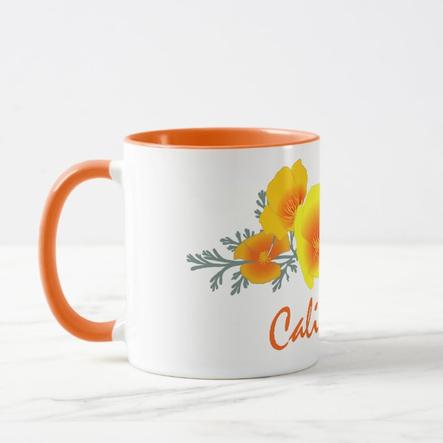 California Poppy Bouquet med California Text Mugg (Vänster)