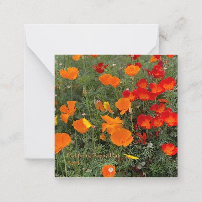 California Poppy Day Anteckningskort (Framsida)