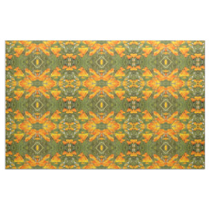 California Poppy Fält Orange and Grönt Fabric Tyg