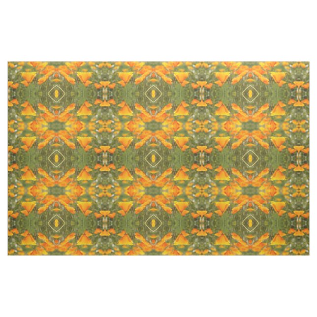 California Poppy Fält Orange and Grönt Fabric Tyg (Fat Quarter)