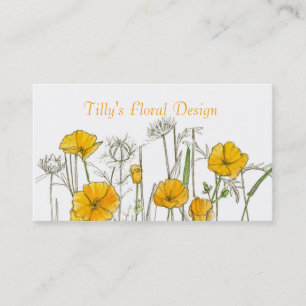 California Poppy Flower Affärskort Wildblomma Visitkort