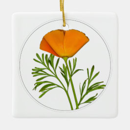 California Poppy i en cirkel - Julgransprydnad Keramik