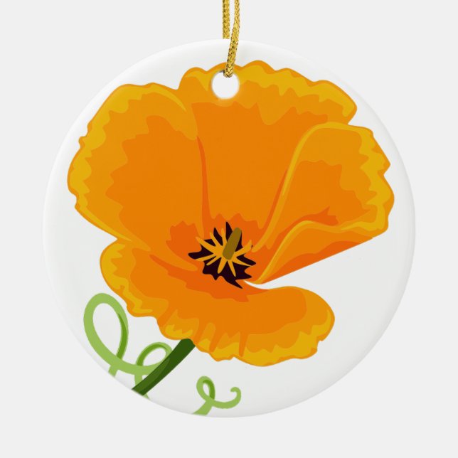 California Poppy Julgransprydnad Keramik (Framsidan)