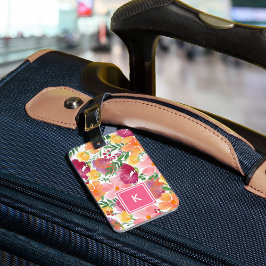 California Poppy Monogram Bagagebricka