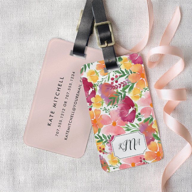 California Poppy Monogram Bagagebricka (Skapare uppladdad)