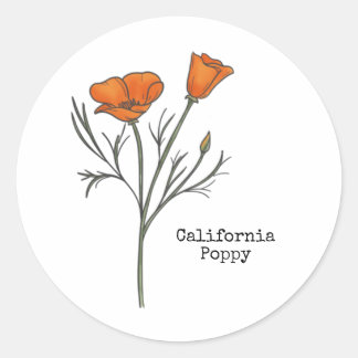 California Poppy Runt Klistermärke
