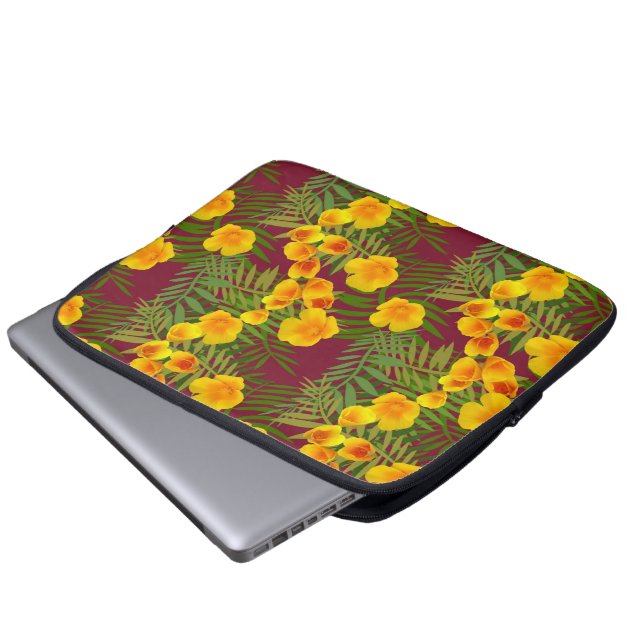 California Poppy Sunshine Laptop Fodral (Framre botten)