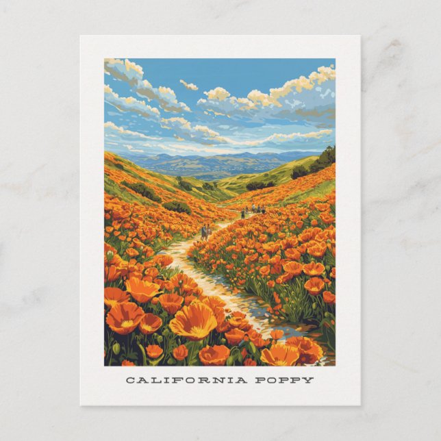 California Poppy US Travel Postcard Vykort (Framsida)