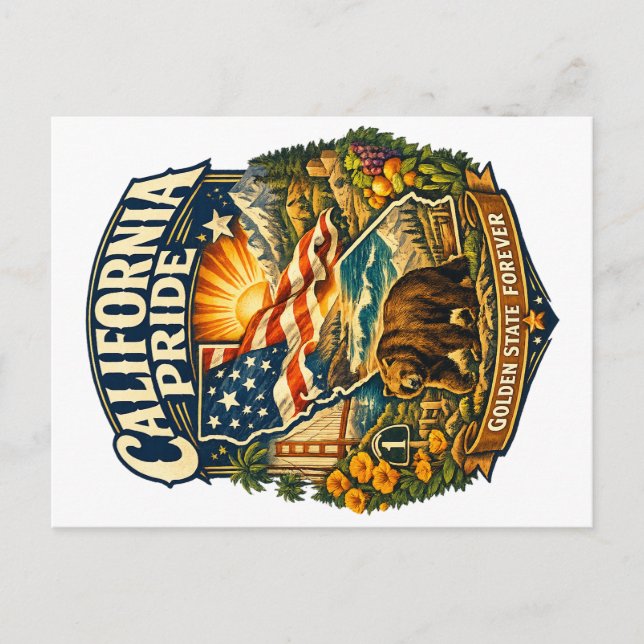 California Pride Golden State Forever vykort (Framsida)