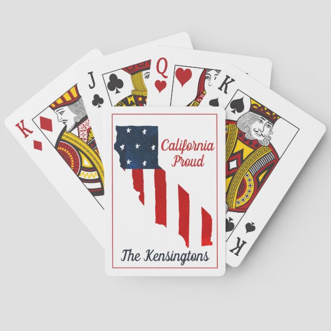 California Proud USA American Flagga Watercolor Casinokort (Baksidan)
