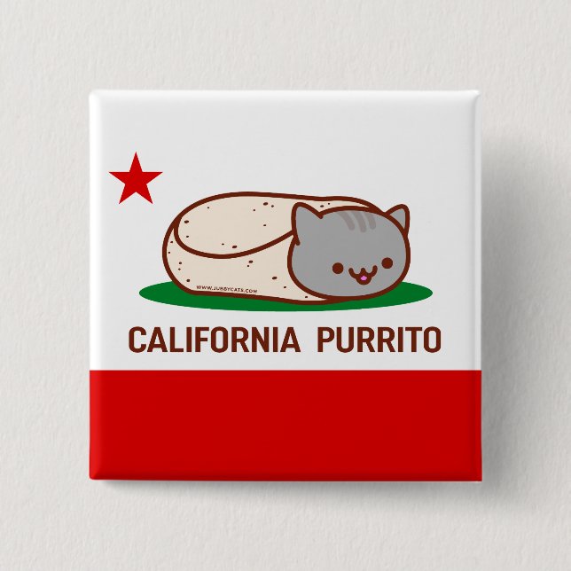 CALIFORNIA PURRITO - Button - Cat Burrito Knapp (Framsida)