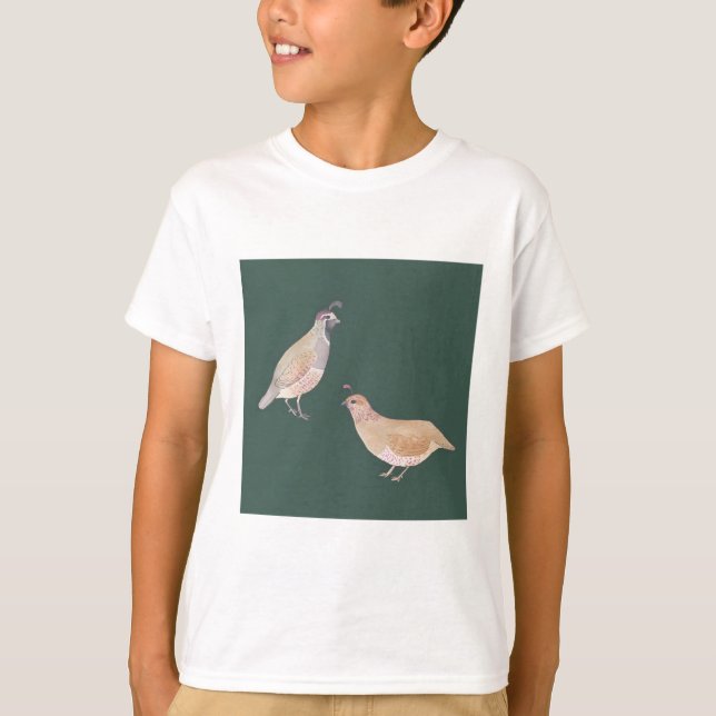 California Quail bird species art T Shirt (Framsida)