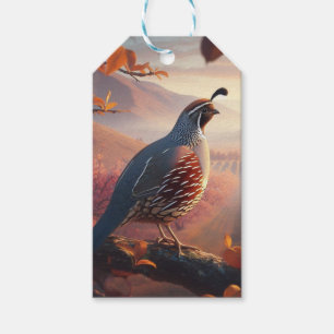 California Quail Birds Wildlife Nature Art Presentetikett