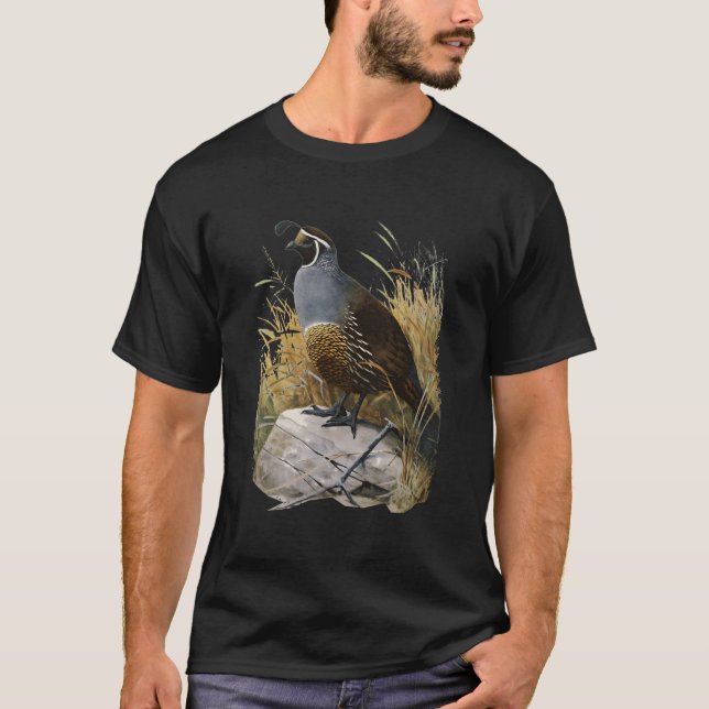 California Quail Ca Quail Birder T Shirt (Framsida)
