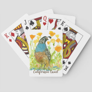 California Quail State Bird Poppy Flowers Casinokort