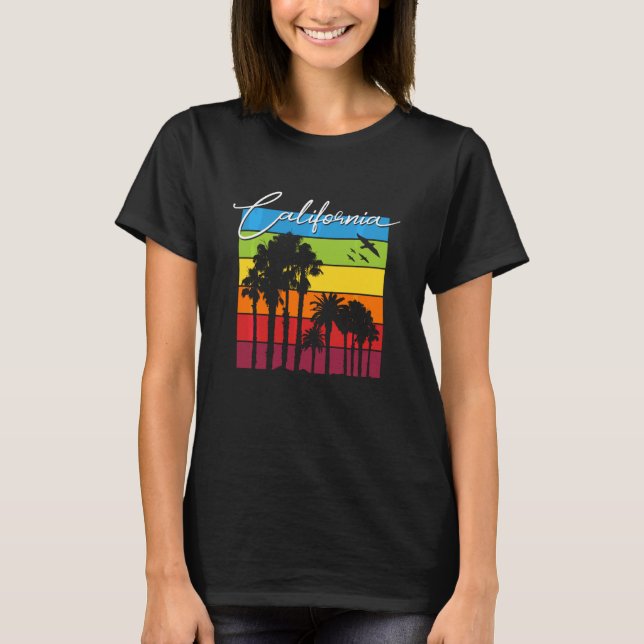 California Rainbow Handflatan Träd Cali Souvenir T Shirt (Framsida)
