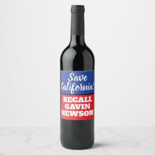 California Recall Guvernör Newsom Vinflaska Etikett