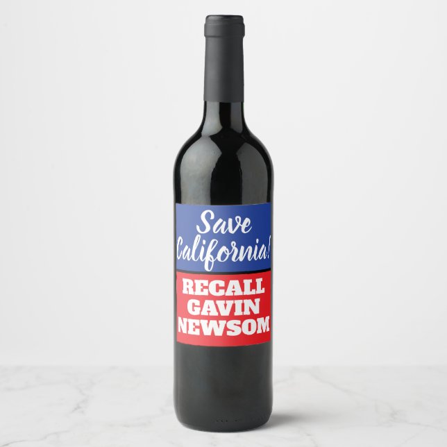 California Recall Guvernör Newsom Vinflaska Etikett (Framsida)