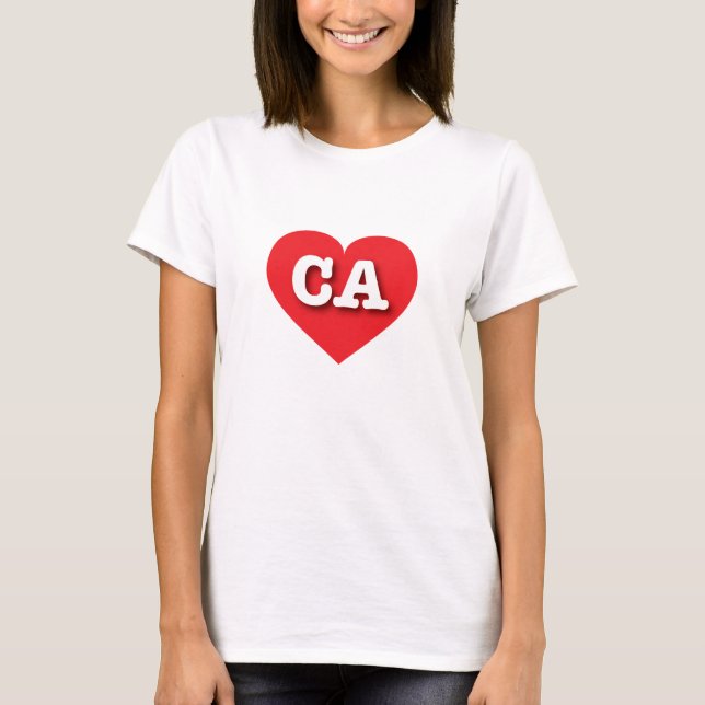 California Red Heart - I kärlek CA Tee Shirt (Framsida)