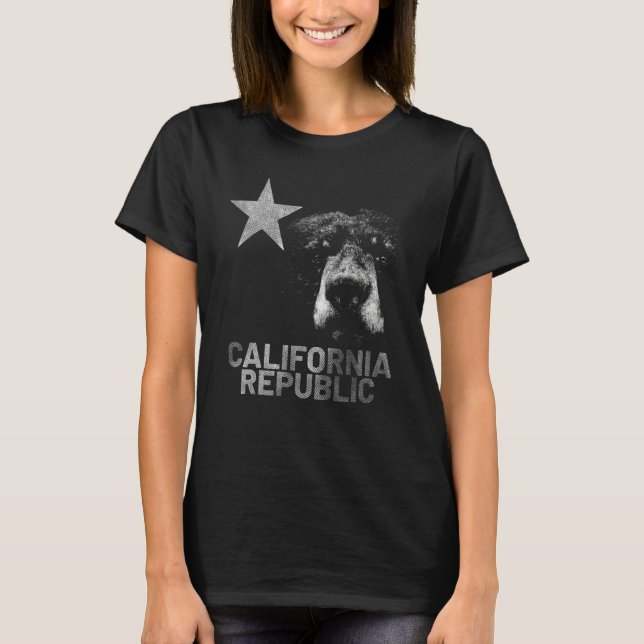 California Republic Bear Monarch Flag Proud patrio T Shirt (Framsida)