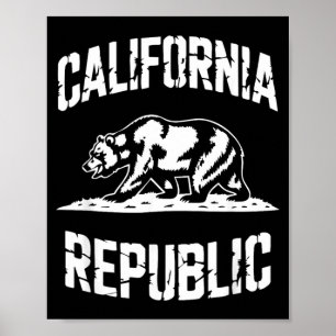 California Republic Grizzly State Retro Vintage Poster