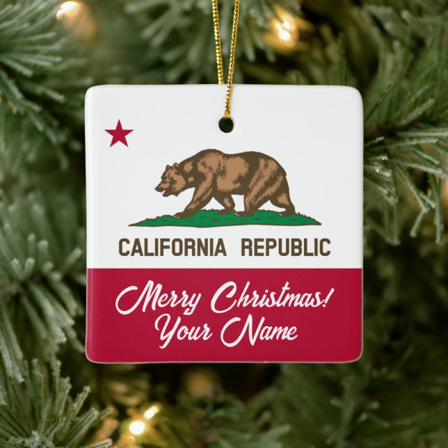 California Republic state flag custom Christmas Julgransprydnad Keramik (Träd)