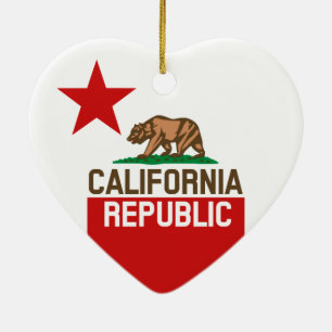 CALIFORNIA REPUBLIC Statlig flagga Large Star Desi Julgransprydnad Keramik