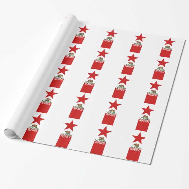 CALIFORNIA REPUBLIC Statlig flagga Large Star Desi Presentpapper (Utrullad)