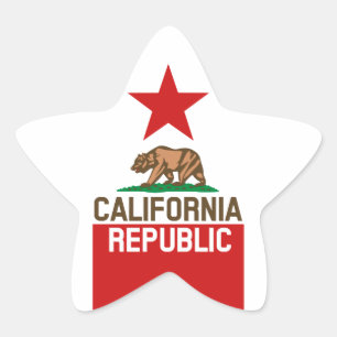 CALIFORNIA REPUBLIC Statlig flagga Large Star Desi Stjärnformat Klistermärke