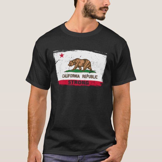 California Republic Strong Flag Cool CA Flags for  T Shirt (Framsida)