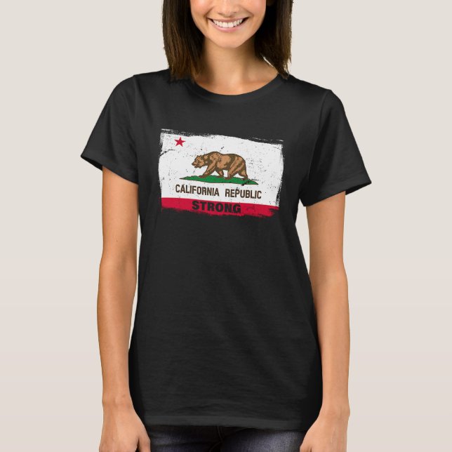 California Republic Strong Flag Cool CA Flags for  T Shirt (Framsida)