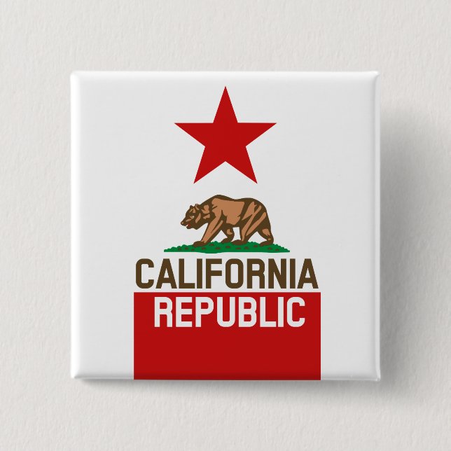 CALIFORNIA REPUBLIKEN Statlig flagga Red Star Desi Knapp (Framsida)