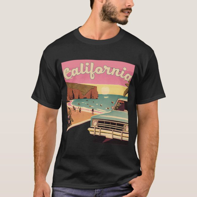 California Retro Beach Vacation Graphics Cali Sur T Shirt (Framsida)
