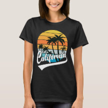 California Retro Solnedgång Dam Svart T-Shirt