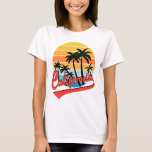 California Retro Solnedgång Dam Vit T-Shirt