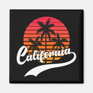 California Retro Solnedgång Och Palmträd Magnet