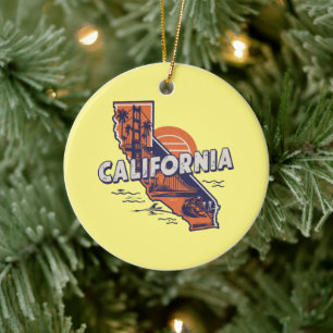 California Retro State Silhouette Anpassade Julgransprydnad Keramik
