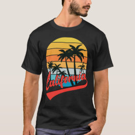 California Retro Sunset Black T-Shirt
