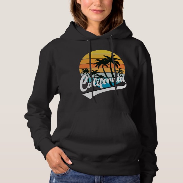 California Retro Sunset Black Women's Hoodie T Shirt (Framsida)