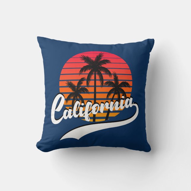 California Retro Sunset Dekorativ kudde (Framsida)