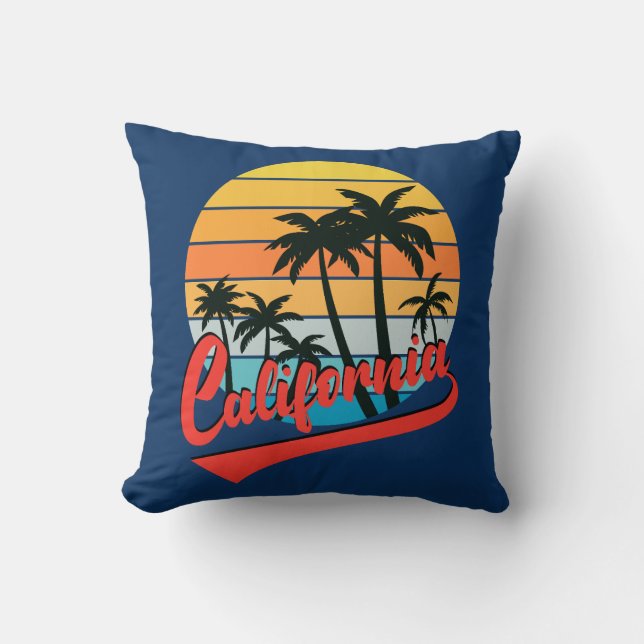 California Retro Sunset Dekorativ kudde (Framsida)