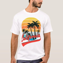 California Retro Sunset White T-Shirt