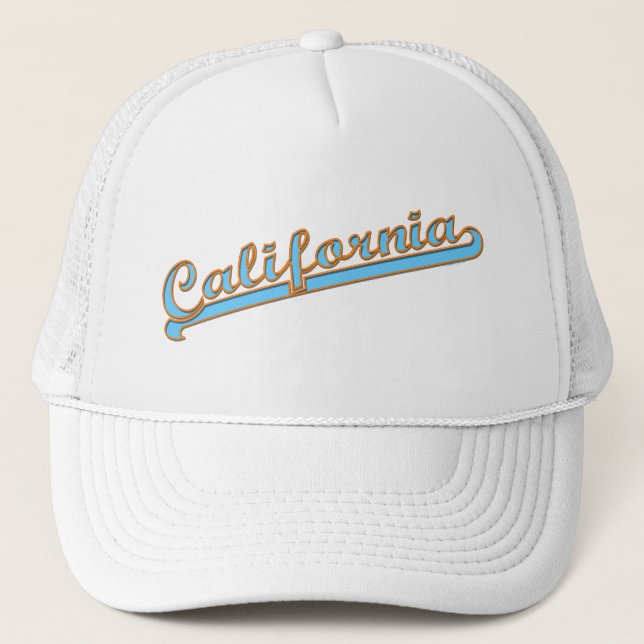 California Retro Surfer Logotyp Teal Truckerkeps (Framsida)