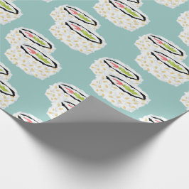 California Roll Sushi Mönster Light Blue Presentpapper