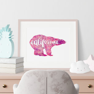 California Rosa Winter Bear Poster
